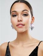 Asos Statement Iridescent Stud Earrings - Clear