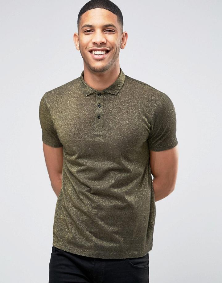 Asos Premium Polo Shirt In Gold - Gold