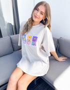 Asos Design Oversized T-shirt Dress In Cream With Tarot Print-white