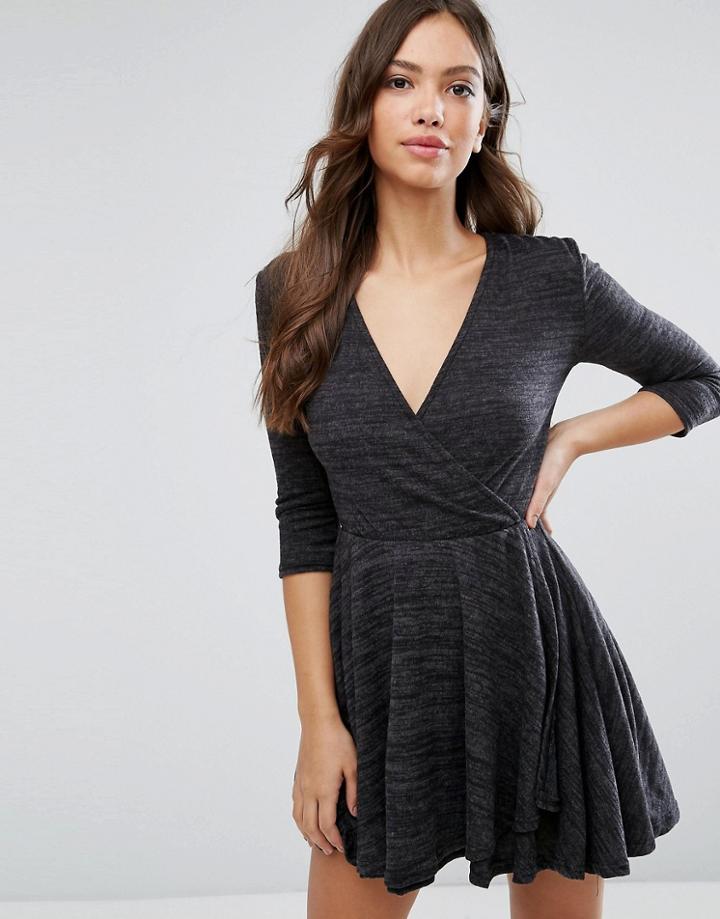 Wal G Cross Front Skater Dress - Gray