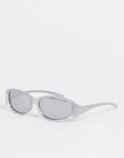 Asos Design Recycled Y2k Runner Sunglasses In Silver