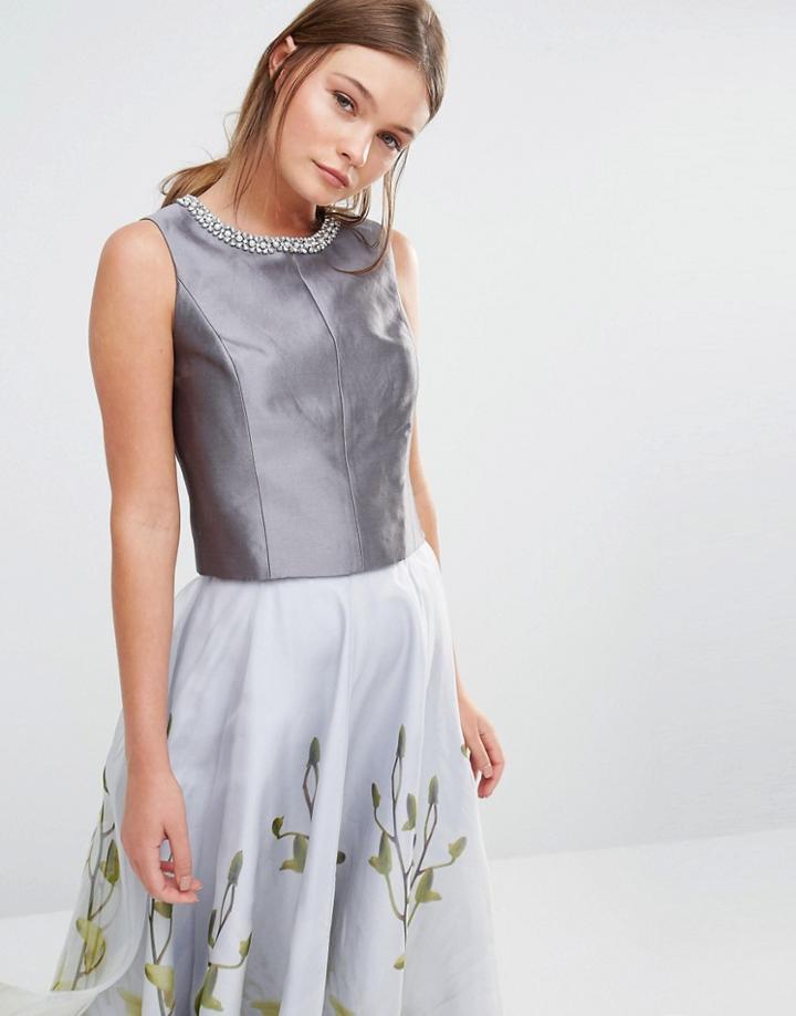 Ted Baker Brazia Embellished Crop Top - Ash