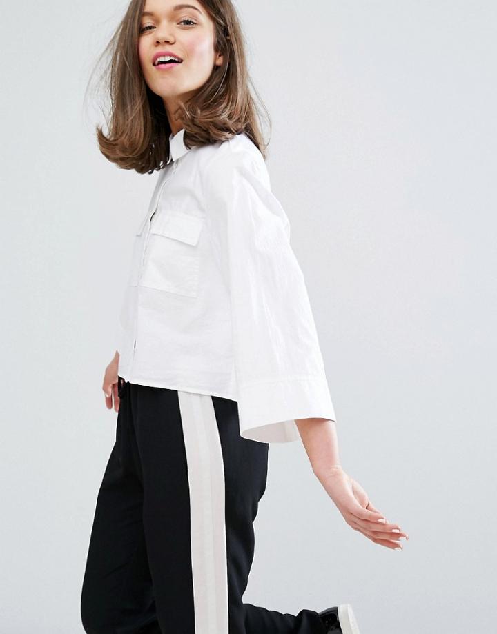 Monki Boxy Poplin Shirt - White