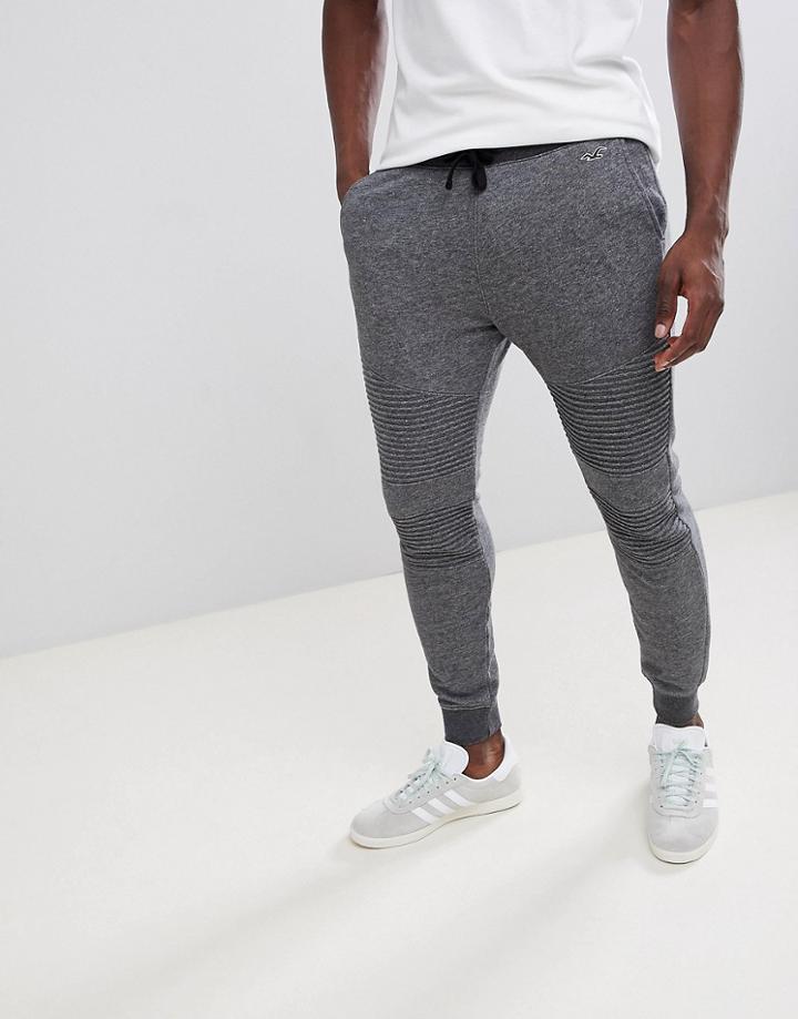 Hollister Moto Stitch Superskinny Sweat Cuffed Joggers Seagull Logo In Dark Gray - Gray