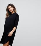 Asos Maternity Oversize T-shirt Dress With Seam Detail - Black