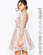 Chi Chi London Petite Sequin Embellished Plunge Back Prom Dress - Mink