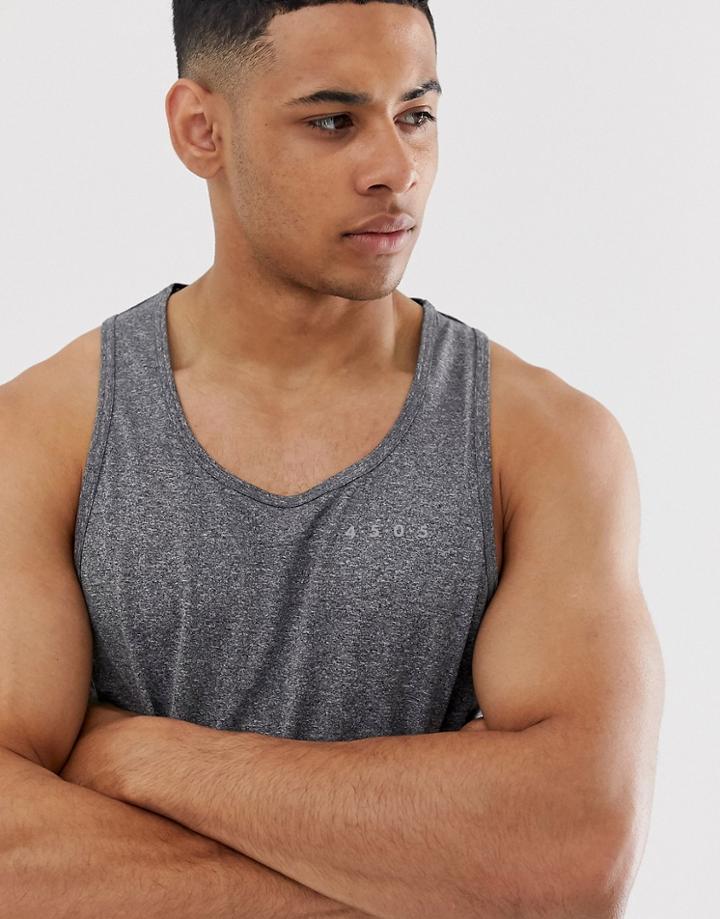 Asos 4505 Training Tank With Racer Back In Gray Marl - Gray