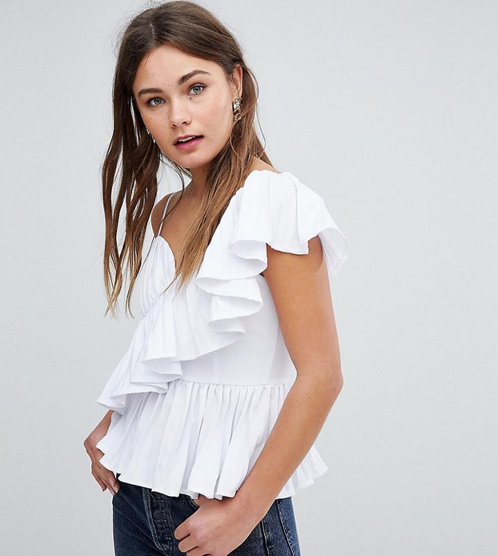 Boohoo Ruffle Trim Cami Top - White