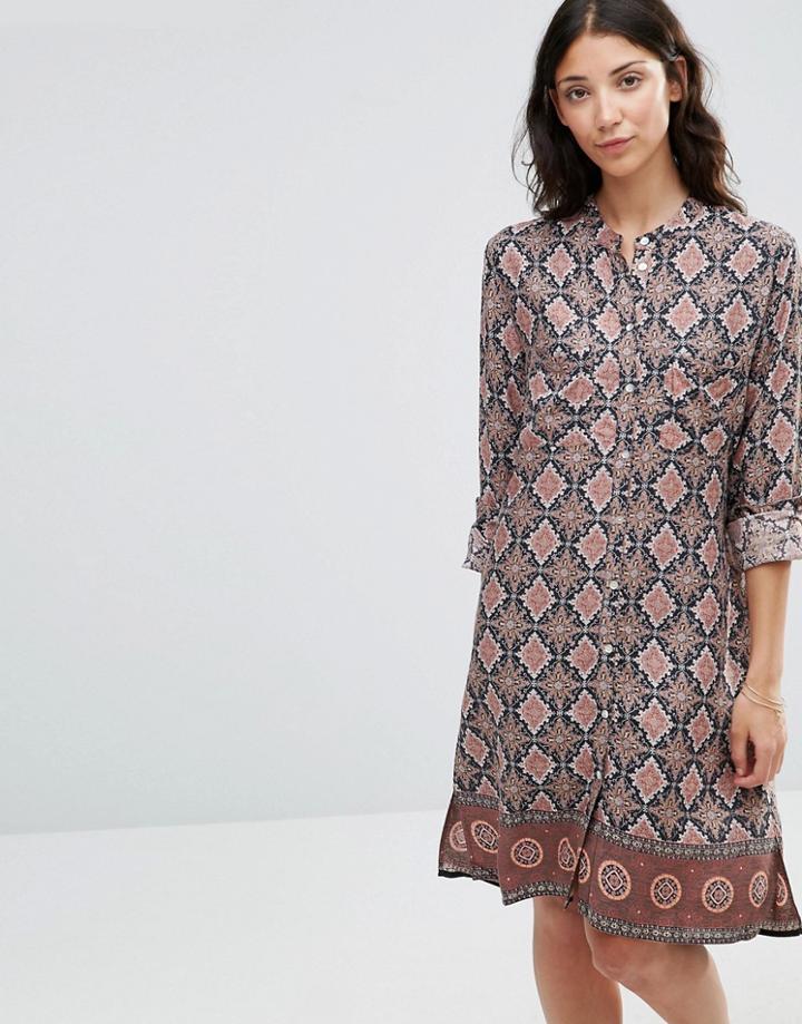 B.young Fanda Printed Shirt Dress - Blue