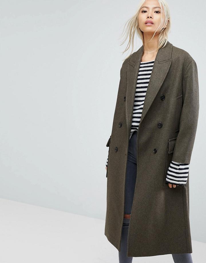 Allsaints Rhea Radix Long Coat - Green