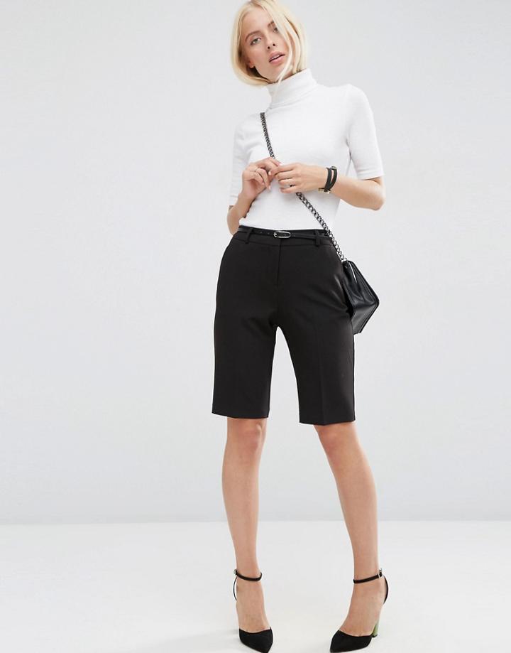 Asos City Short With Belt - Black