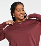 Asos Design Curve Ultimate T-shirt With Long Sleeve In Organic Cotton Blend In Burgundy-red