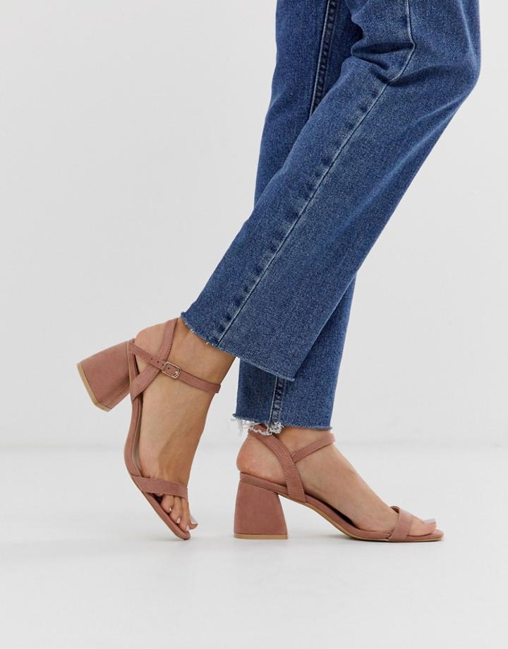 Glamorous Blush Block Heeled Sandals-pink