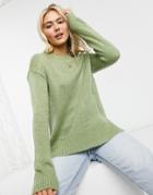 New Look Crew Neck Sweater In Pistachio Green