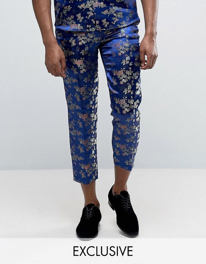 Reclaimed Vintage Brocade Pants - Navy