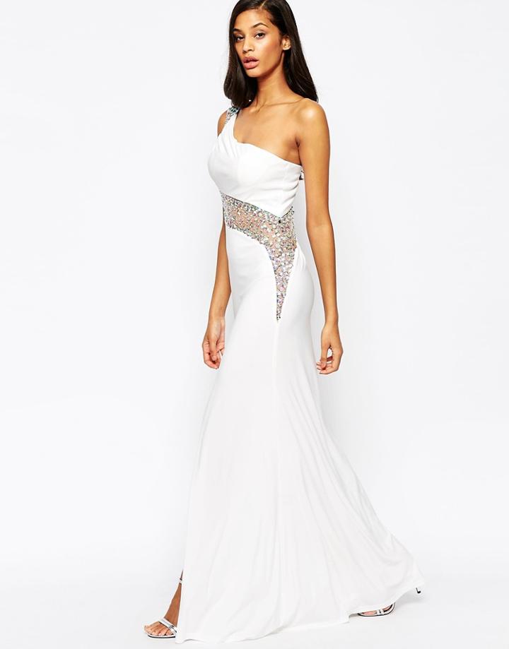 Forever Unique Deanna One Shoulder Maxi Dress - Ivory
