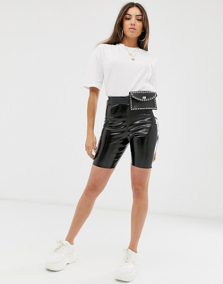 Asos Design Vinyl Legging Short-black