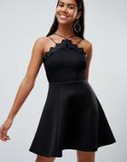 Rare Zig Zag Detail Skater Dress - Black