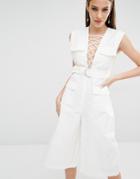 Kendall + Kylie Lace Front Jumpsuit - White