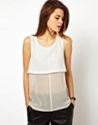 Asos Tank With Sheer And Solid Panels - Black