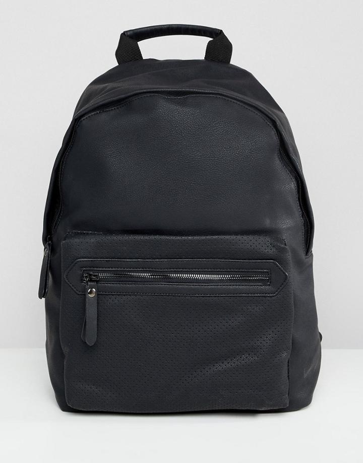New Look Faux Leather Backpack In Black - Black