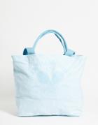 Asos Design Oversized Heavyweight Organic Tote Bag In Blue With Grab And Shoulder Handles-blues