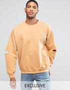 Reclaimed Vintage Oversized Sweatshirt With Overdye And Slashed Elbows - Yellow