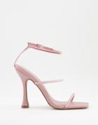 Asos Design Negotiate Barely There Diamante High-heeled Sandals In Blush-pink