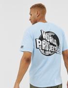 World Projects Globe Back Print T-shirt In Oversized Fit - Blue