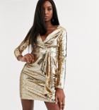Tfnc Tall Sequin Tux Mini Dress In Liquid Gold-red