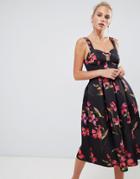Asos Design Floral Print Midi Prom Dress - Multi