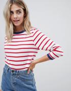 Brave Soul Eloise Long Sleeve T Shirt In Stripe - Red