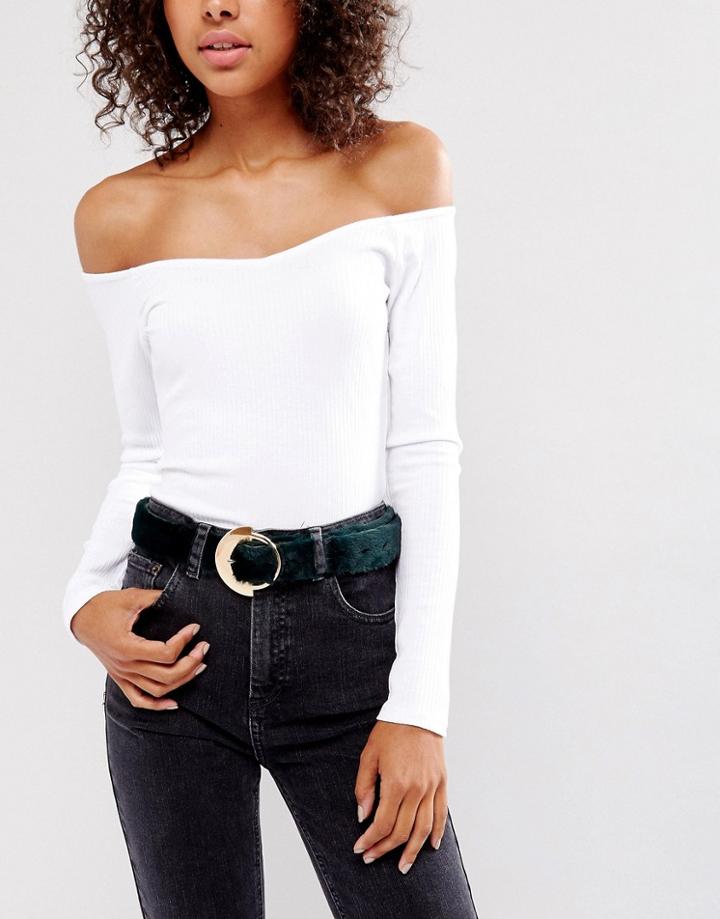 Asos Faux Fur Jeans Belt - Green