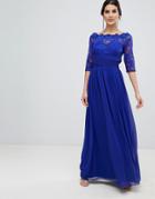 Little Mistress Lace Maxi Dress-blue