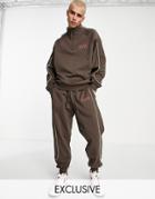 Reclaimed Vintage Inspired Relaxed Sweatpants With Contrast Piping In Brown - Part Of A Set