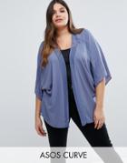 Asos Curve Sheer And Solid Kimono - Blue
