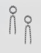 Asos Design Earrings With Open Circle Shape And Strands In Crystal - Silver