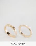 Nylon Gold Plated Pearl Ring Set - Gold