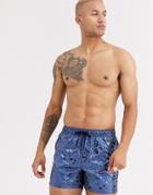 Asos Design Swim Short In Metallic Leopard Print Short Length