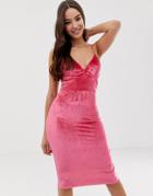 Club L Velvet Cami Midi Dress - Pink