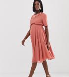 Asos Design Maternity Crop Top Embellished Neckline Midi Dress - Multi