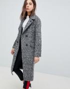 Neon Rose Salt & Pepper Wide Collar Coat - Gray