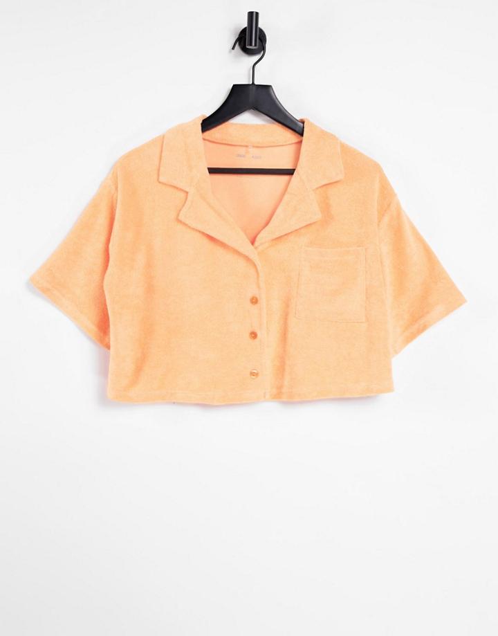 Asos 4505 Cropped Shirt In Terrycloth-orange
