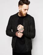 Asos Knitted Bomber Jacket - Charcoal