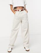 Asos Design Slouchy Chino Pants In Cream-white