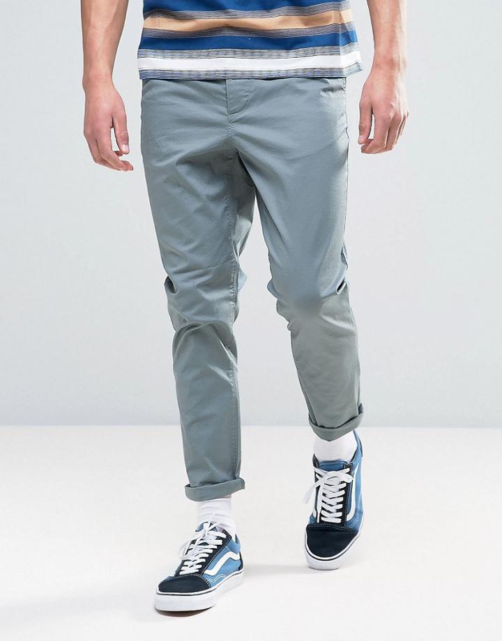 Asos Tapered Chinos In Teal - Blue