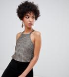 River Island High Neck Cami In Gold - Gold