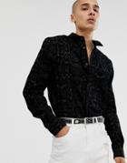 Twisted Tailor Super Skinny Shirt With Snakeskin Flocking In Black