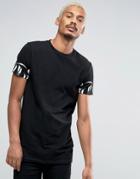Asos Longline Muscle T-shirt With Paintbrush Print On Sleeves And Hem