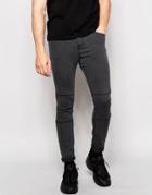 Pull & Bear Super Skinny Jeans In Gray With Knee Detail - Gray